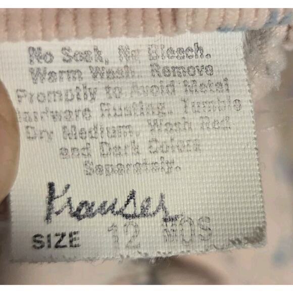 OshKosh B'gosh Vintage Pink Floral Girls Corduroy Overalls Size 12 Months Cotton - Picture 2 of 8